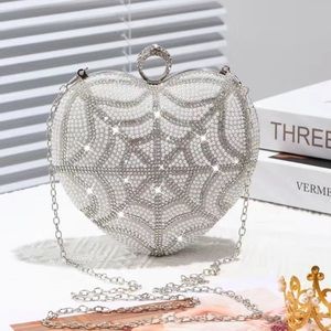 Beaded Faux Pearl heart shaped evening bag